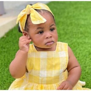 Lacey lane yellow plaid headwrap toddler girl hair accessories pastel excellent